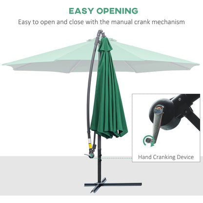 3m Banana Hanging Parasol Umbrella Green
