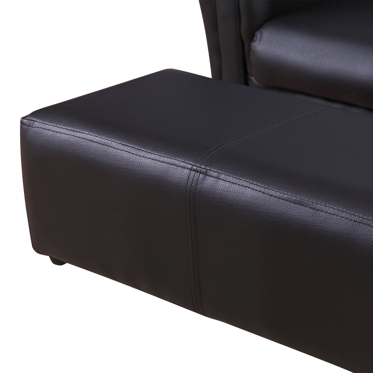Kids Sofa Bed Kids Twin Sofa Toddler Chair 2 Seater Kids Twin Sofa Chair Boys Girls Couch w/ Footstool (Black)