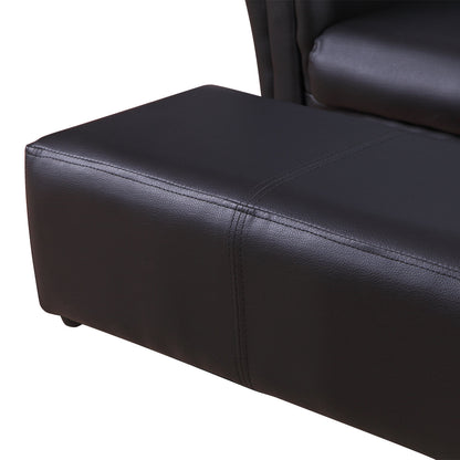 Kids Sofa Bed Kids Twin Sofa Toddler Chair 2 Seater Kids Twin Sofa Chair Boys Girls Couch w/ Footstool (Black)