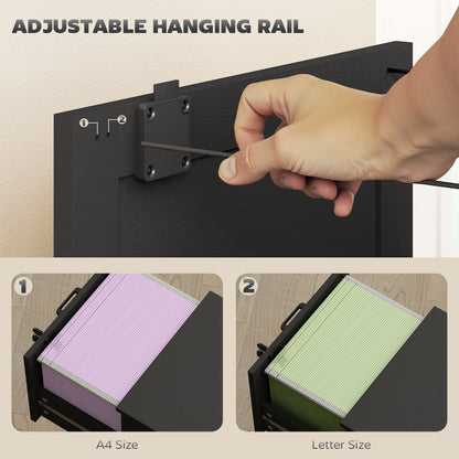 3-Drawer Filing Cabinet with Lock - Black