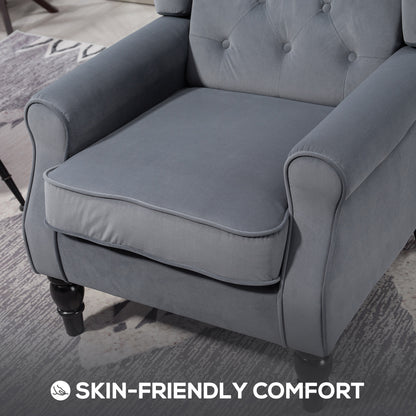 Wingback Accent Chair, Retro Upholstered Button Tufted Occasional Chair for Living Room and Bedroom, Grey