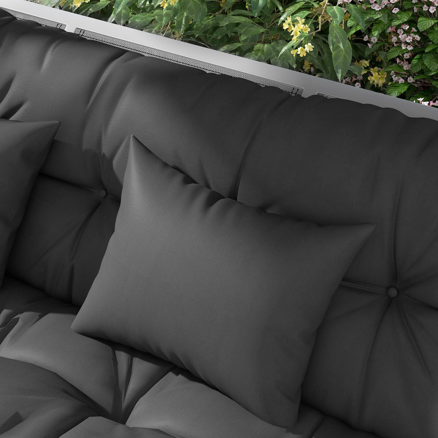 Back and Seat Cushion Replacement with 2 Pillows, Patio Chair Cushions Set with Ties, Charcoal Grey