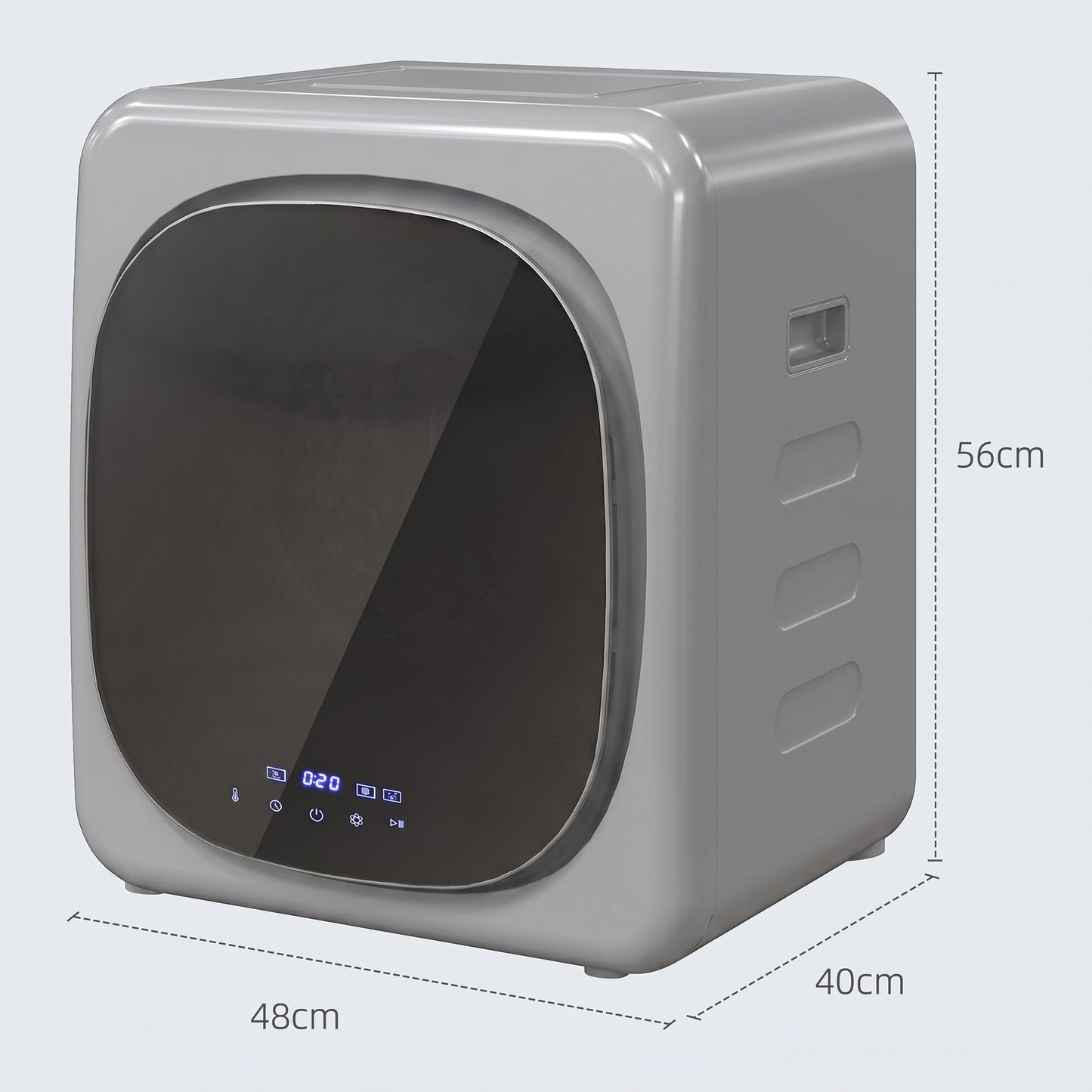 2.5kg Vented Tumble Dryer with Smart Mode, 800W Compact Tumble Dryer with Stainless Steel Tub, Silver Tone