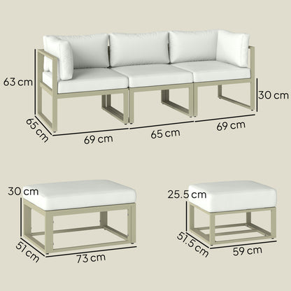 Garden Daybed, 6 Piece Outdoor Sectional Sofa Set, Aluminium Patio Conversation Furniture Set with Coffee Table