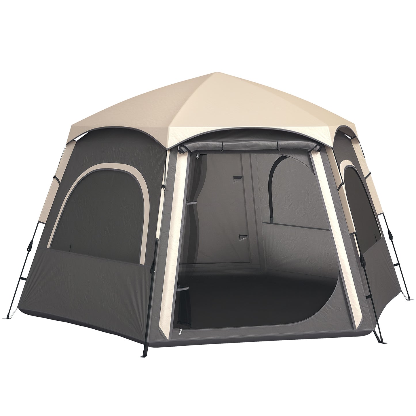 Instant Pop Up Camping Tent, 2/3/4 Person Easy Setup Dome Family Tent with Vestibule, Rainfly, 4 Mesh Windows & 2 Doors