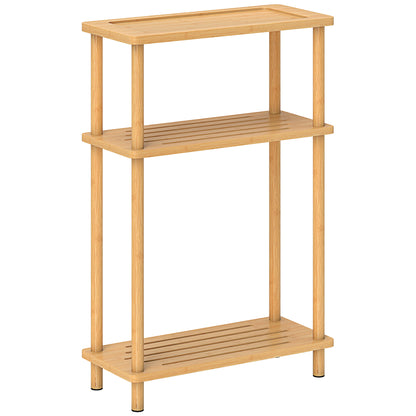 Bamboo Side Table, 3-Tier Slim End Table, Nordic Style, for Living Room, Bedroom, Office, Tool-Free Assembly