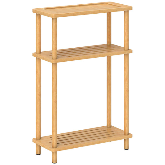 Bamboo Side Table, 3-Tier Slim End Table, Nordic Style, for Living Room, Bedroom, Office, Tool-Free Assembly