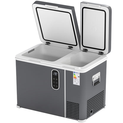 45L Compressor Car Fridge Freezer, Dual Zone Camping Refrigerator with App Control, Grey