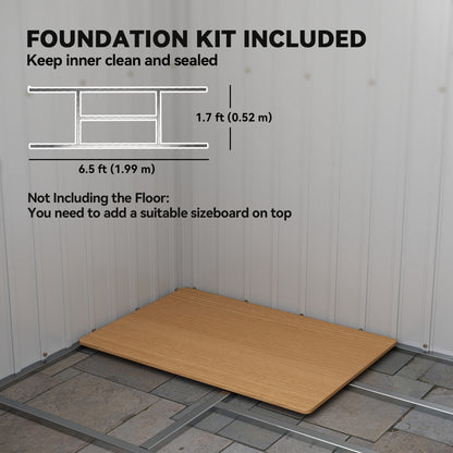 7 x 4ft Galvanised Steel Garden Shed, with Foundation Kit - Green