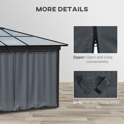 Replacement Gazebo Curtains 4-Panel Sidewalls with Zipper for 3 x 3 (M) Yard Gazebos Canopy Tent, Dark Grey