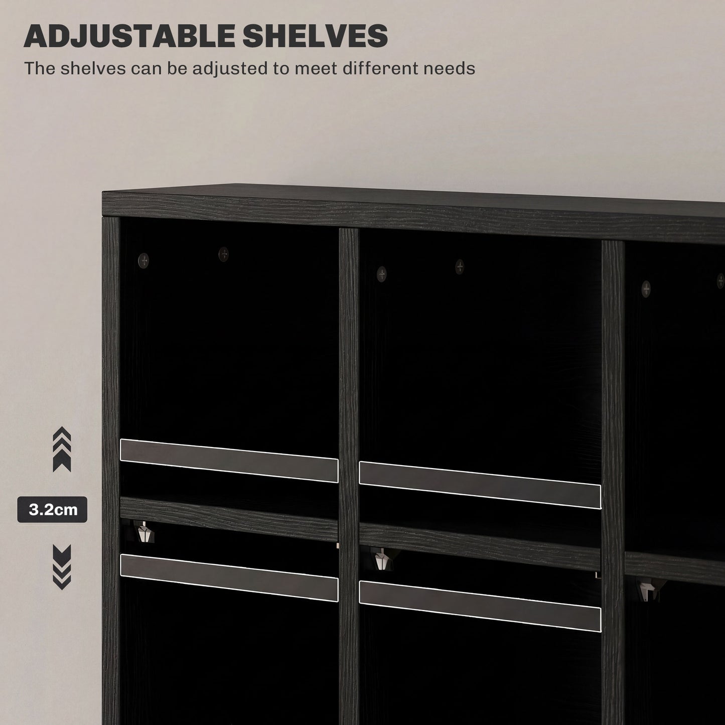 CD Storage Unit with Adjustable Shelves, 89 x 130.5 cm, Black