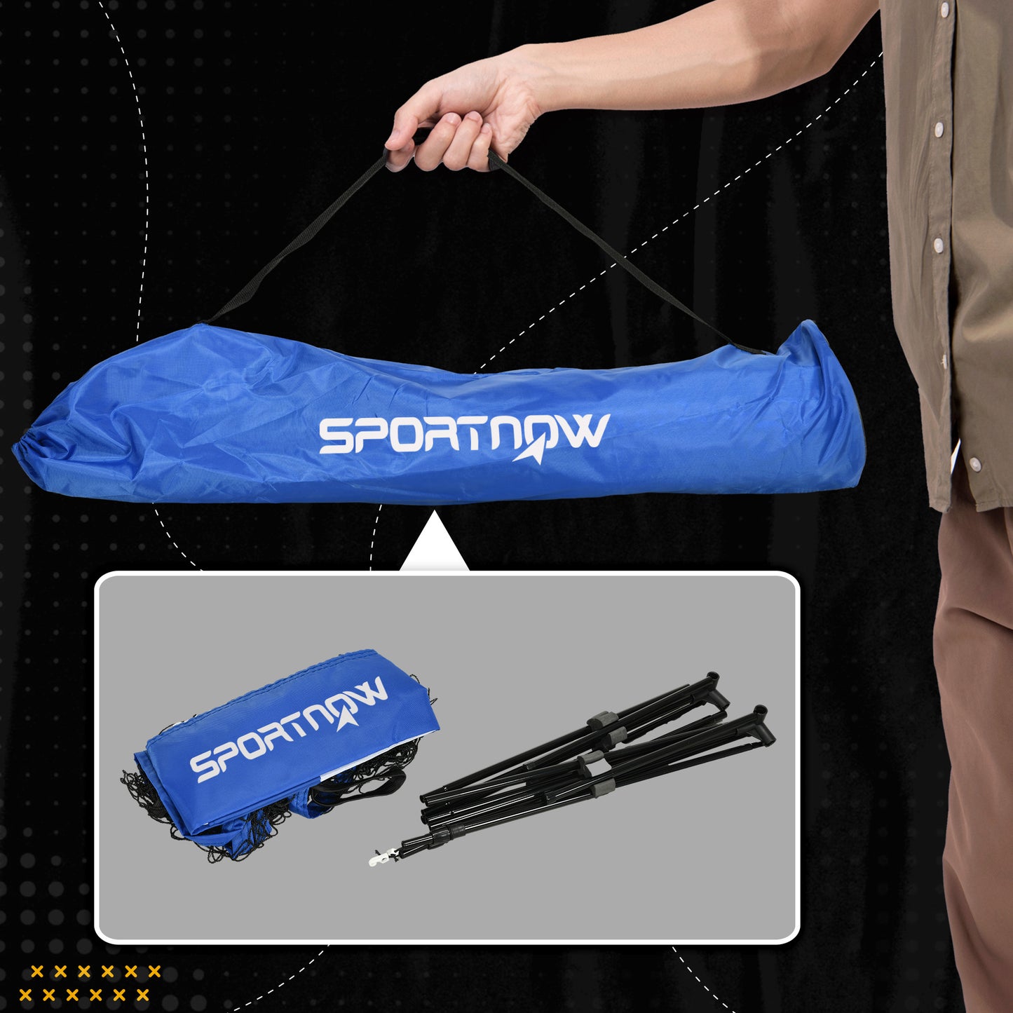 4m Badminton Net, Height Adjustable Outdoor Sports Net, with Carry Bag, for Tennis, Pickleball, Volleyball, Blue