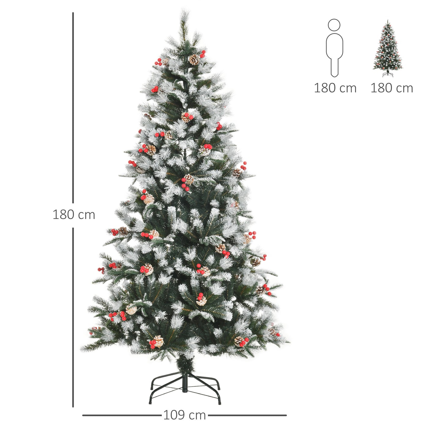 6FT Artificial Snow Dipped Christmas Tree Xmas Pencil Tree Holiday Home Party Decoration