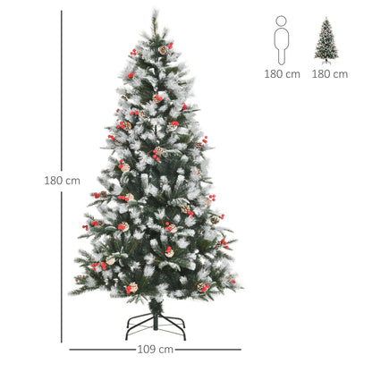 6FT Artificial Snow Dipped Christmas Tree Xmas Pencil Tree Holiday Home Party Decoration