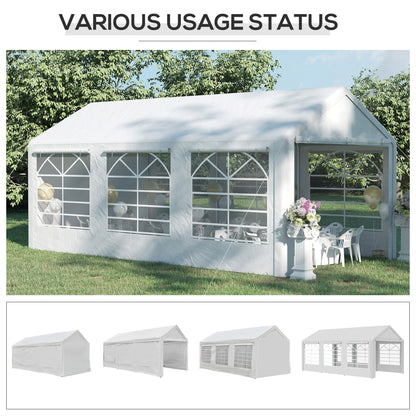 6m x 3m Garden Gazebo Marquee Wedding Shelter Level 4 Wind Protection, White