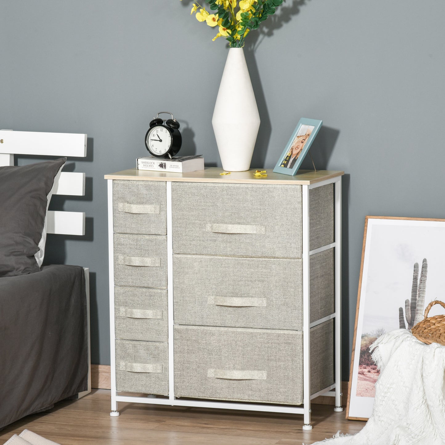 Chest of Drawers with 7 Drawers, Fabric Drawers with Large Storage Space, Drawers Dresser with Metal Frame