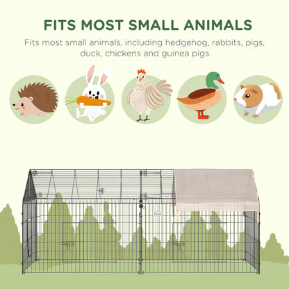 Metal Rabbit Run Playpen, Guinea Pig Cage, 220 x 103 x 103cm, Beige
