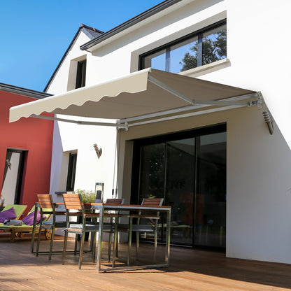2.5x2 m Manual Retractable Awning-Khaki Canopy, White Frame
