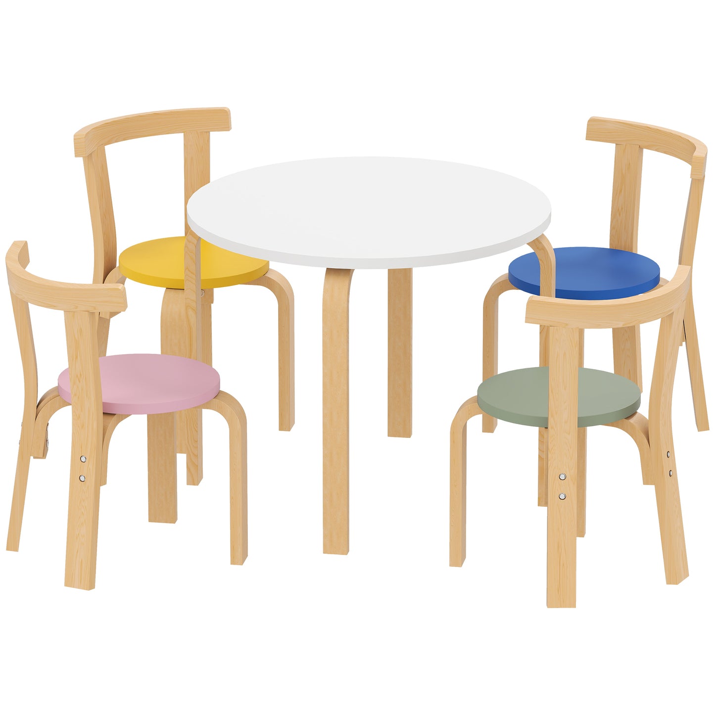 5 Piece Kids Table and Chairs Set, Wooden Toddler Table and Chairs Set for Nursery, Playroom, Classroom, for 3-8 Years