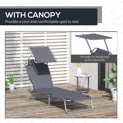 Outdoor Foldable Sun Lounger, 4 Level Adjustable Backrest Reclining Sun Lounger Chair