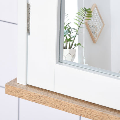 Bathroom Mirror Cabinet Wall Mounted Storage Cupboard with Double Door and Adjustable Shelf, White