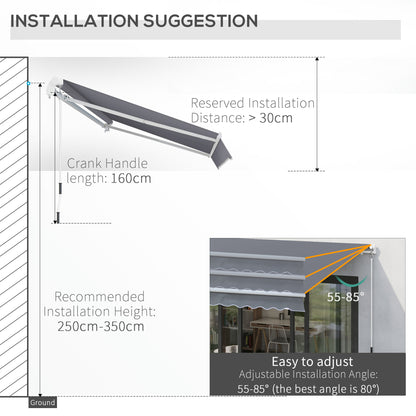 Manual Retractable Awning, size (4m x3m)-Grey