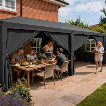 Outsunny 3 x 6 m Garden Pop Up Gazebo, Wedding Party Tent Marquee, Water Resistant Awning Canopy with Sidewalls, Windows