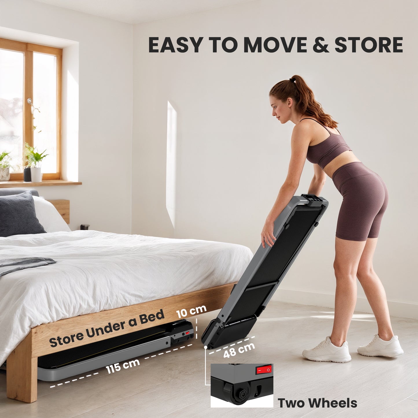 Folding Walking Treadmill, Under Desk Walking Pad with Incline, Silver Tone