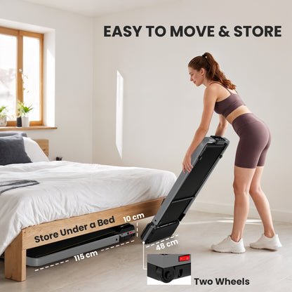 Folding Walking Treadmill, Under Desk Walking Pad with Incline, Silver Tone