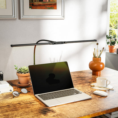 LED Desk Lamp with Clamp, Double Head Table Lamp with 3 Colour Modes & 10 Brightness Levels