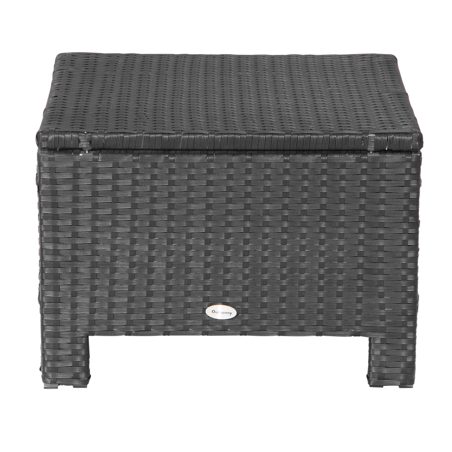 Rattan Footstool Wicker Ottoman with Padded Seat Cushion Outdoor Patio Furniture for Garden Poolside Living Room