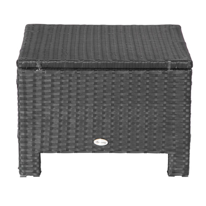 Rattan Footstool Wicker Ottoman with Padded Seat Cushion Outdoor Patio Furniture for Garden Poolside Living Room
