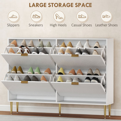 Elegant Four-Drawer Shoe Cabinet - White