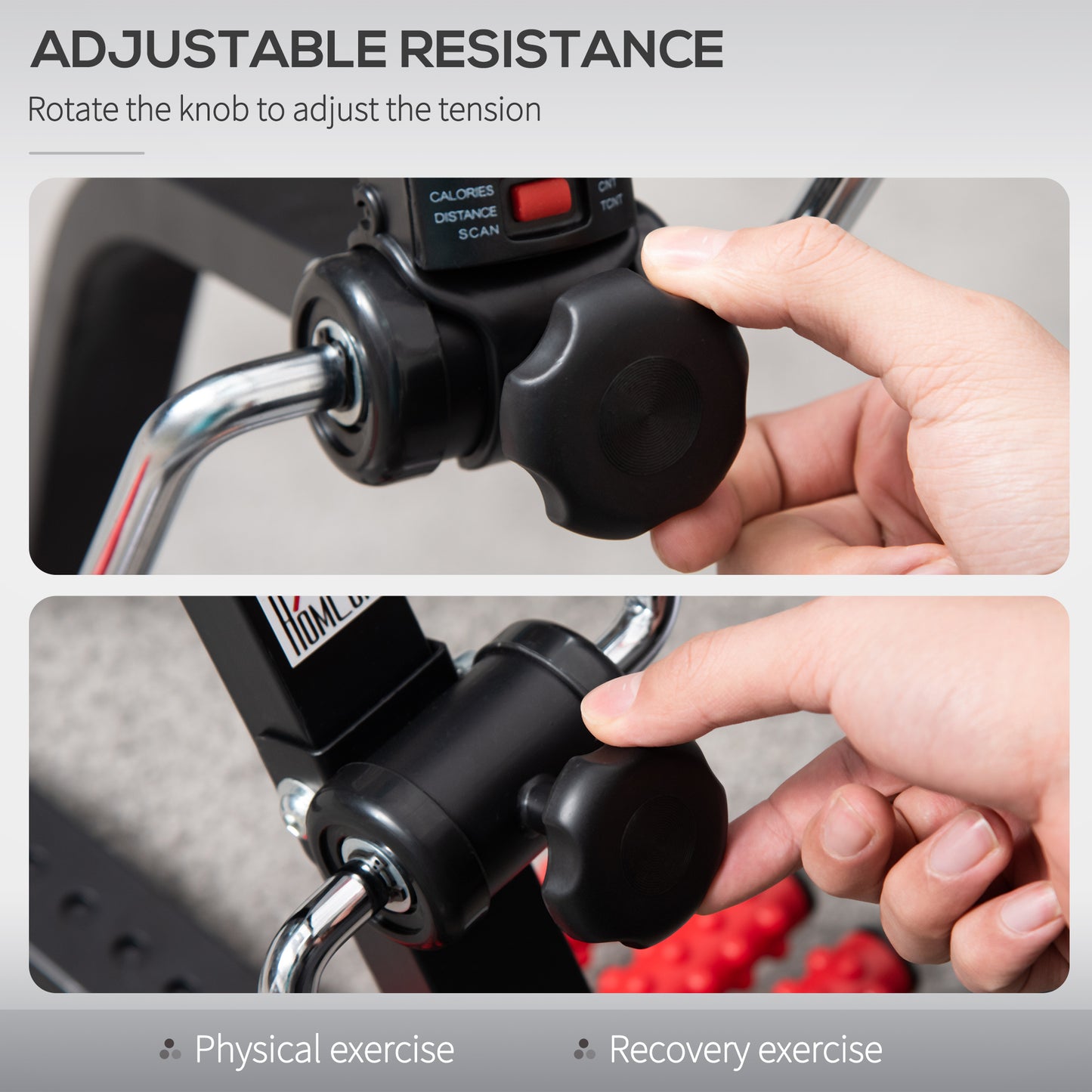 Portable Exercise Bike for Home Pedal Exerciser Height-adjustable 56L x 44- 56W x 75- 97H cm Black and Red