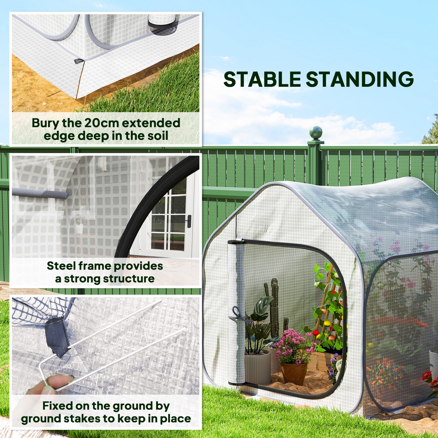 150 x 148cm Pop-Up Greenhouse - White