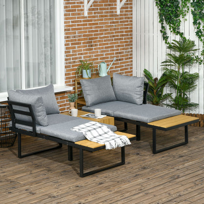 3 Pieces Patio Furniture Set, Outdoor Garden Sofa Conversation Set w/ Padded Cushions