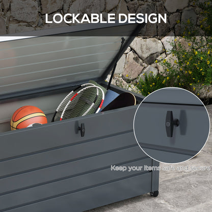 311L Galvanised Steel Garden Storage Box, with Lock - Dark Grey