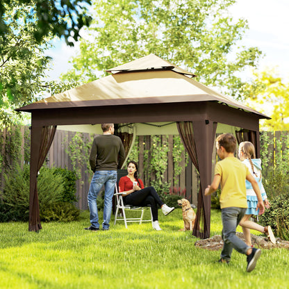 3 x 3(m) Pop Up Gazebo with Mosquito Netting, Easy Setup Marquee Party Tent with 1-Button Push, Double Roof, Carry Bag