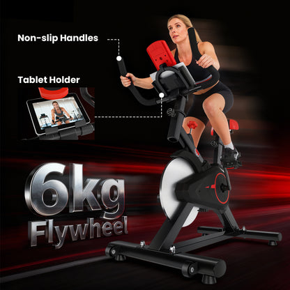 Indoor Upright Exercise Bike Machine, with Adjustable Seat, Resistance, Handlebar, LCD Display