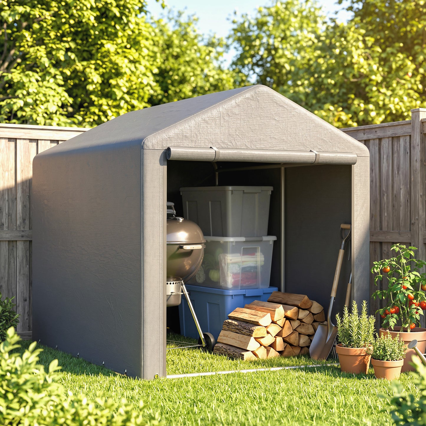 2.2 x 1.6 m Outdoor Storage Tent, with Accessories - Light Grey