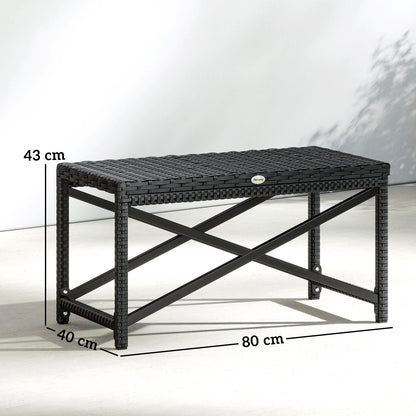 Outdoor Coffee Table Side Table with X-Shape Frame for Patio, Balcony, Black