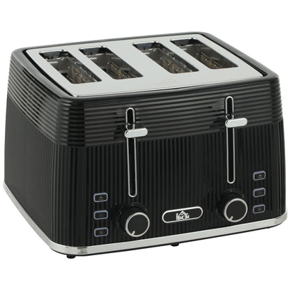 4 Slice Toaster with 7 Browning Levels, Bread Toaster with Removable Crumb Tray, Black
