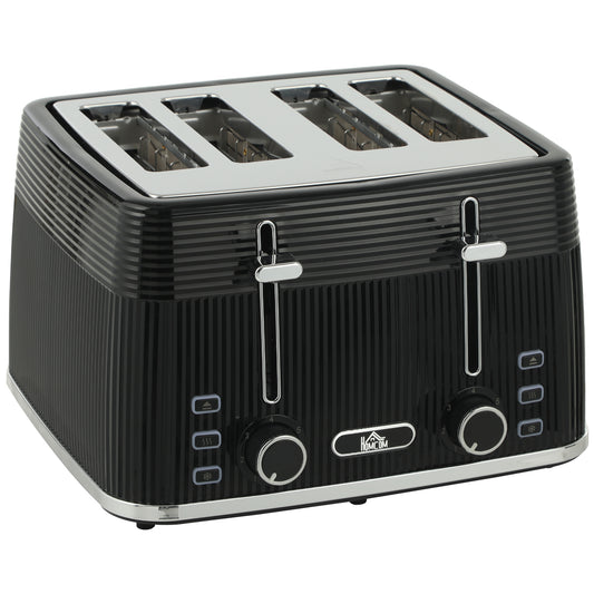 4 Slice Toaster with 7 Browning Levels, Bread Toaster with Removable Crumb Tray, Black