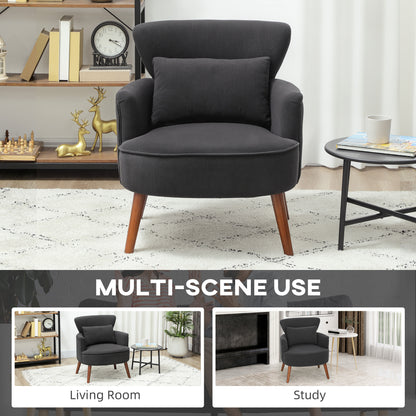 Corduroy Retro Accent Chair - Black