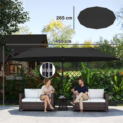 4.6m Double Garden Parasol - Black