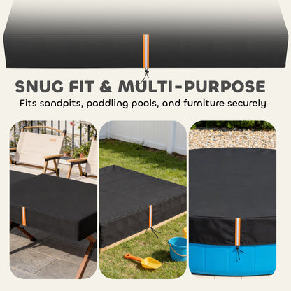 Sandbox Cover, Square Sandpit Cover Waterproof Dustproof UV Protection, Sandbox Canopy with Drawstring and Elastic Band
