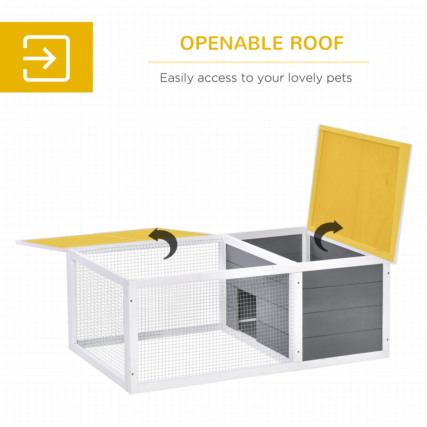 Rabbit Hutch Guinea Pig Hutch Wooden Small Animal Cage Rabbit Run Duck House with Openable Roof for Indoor Outdoor Easy to Cl