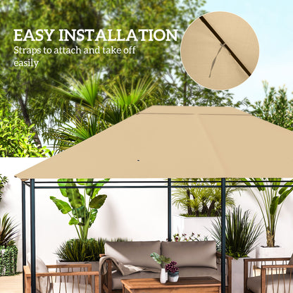 3 x 4m Gazebo Canopy Replacement Cover, Gazebo Roof Replacement (TOP COVER ONLY), Khaki