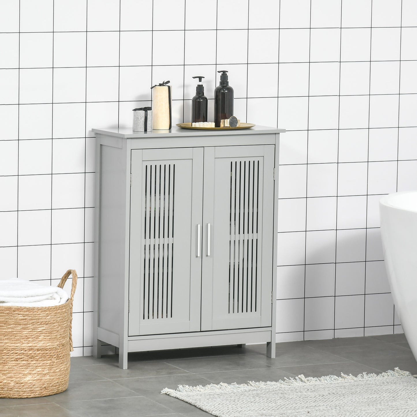 Modern Bathroom Floor Cabinet - Grey