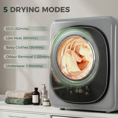 4kg Vented Tumble Dryer with 5 Drying Mode, 800W Compact Freestanding Front Tumble Dryer, Silver